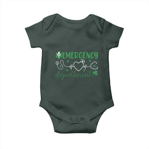 Funny St Patricks Day ER Nurse Baby Onesie Emergency Department Lucky Shamrocks TS02 Dark Forest Green Print Your Wear