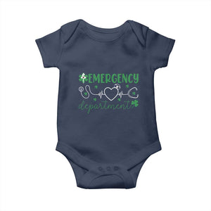 Funny St Patricks Day ER Nurse Baby Onesie Emergency Department Lucky Shamrocks TS02 Navy Print Your Wear