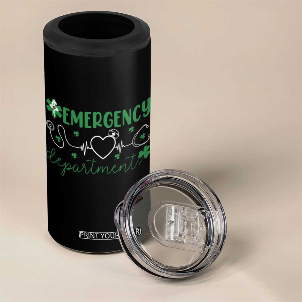 Funny St Patricks Day ER Nurse 4 in 1 Can Cooler Tumbler Emergency Department Lucky Shamrocks TS02 Print Your Wear