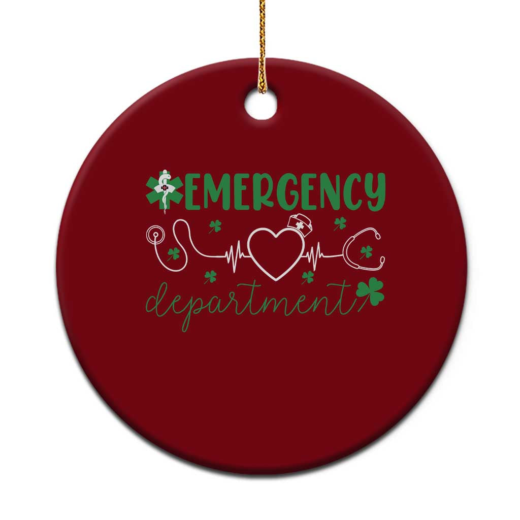 Funny St Patricks Day ER Nurse Ceramic Ornament Emergency Department Lucky Shamrocks TS02 1pc Red Print Your Wear