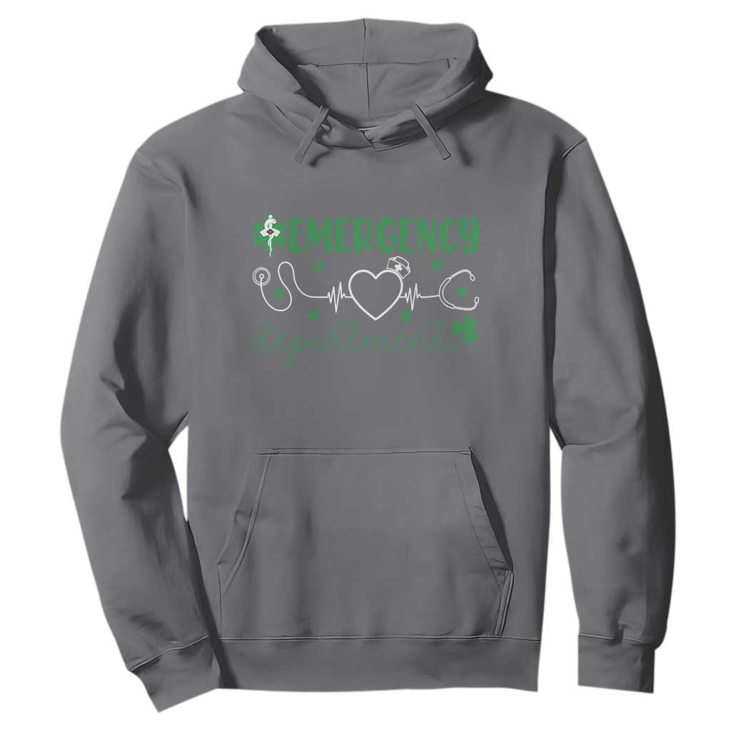 Funny St Patricks Day ER Nurse Hoodie Emergency Department Lucky Shamrocks TS02 Charcoal Print Your Wear