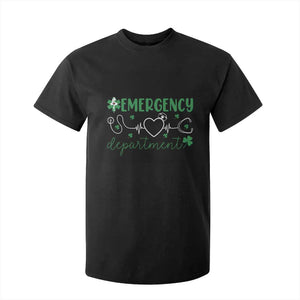 Funny St Patricks Day ER Nurse T Shirt For Kid Emergency Department Lucky Shamrocks TS02 Black Print Your Wear