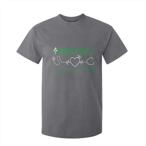 Funny St Patricks Day ER Nurse T Shirt For Kid Emergency Department Lucky Shamrocks TS02 Charcoal Print Your Wear