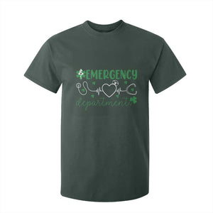 Funny St Patricks Day ER Nurse T Shirt For Kid Emergency Department Lucky Shamrocks TS02 Dark Forest Green Print Your Wear