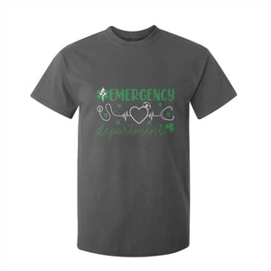 Funny St Patricks Day ER Nurse T Shirt For Kid Emergency Department Lucky Shamrocks TS02 Dark Heather Print Your Wear