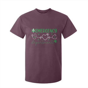 Funny St Patricks Day ER Nurse T Shirt For Kid Emergency Department Lucky Shamrocks TS02 Maroon Print Your Wear