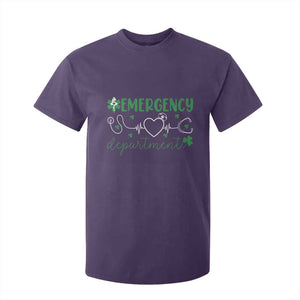 Funny St Patricks Day ER Nurse T Shirt For Kid Emergency Department Lucky Shamrocks TS02 Purple Print Your Wear