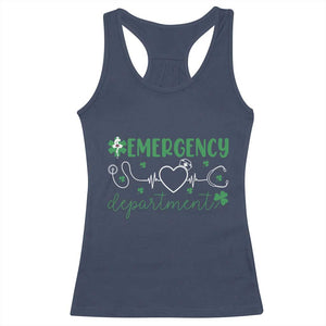 Funny St Patricks Day ER Nurse Racerback Tank Top Emergency Department Lucky Shamrocks TS02 Navy Print Your Wear