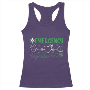 Funny St Patricks Day ER Nurse Racerback Tank Top Emergency Department Lucky Shamrocks TS02 Purple Print Your Wear