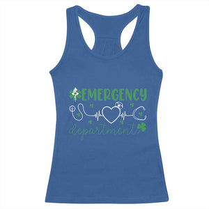 Funny St Patricks Day ER Nurse Racerback Tank Top Emergency Department Lucky Shamrocks TS02 Royal Blue Print Your Wear