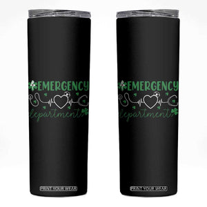Funny St Patricks Day ER Nurse Skinny Tumbler Emergency Department Lucky Shamrocks TS02 Black Print Your Wear