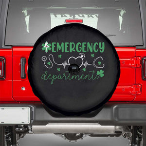 Funny St Patricks Day ER Nurse Spare Tire Cover Emergency Department Lucky Shamrocks TS02 Black Print Your Wear