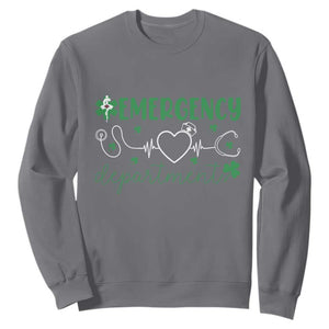 Funny St Patricks Day ER Nurse Sweatshirt Emergency Department Lucky Shamrocks TS02 Charcoal Print Your Wear