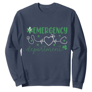Funny St Patricks Day ER Nurse Sweatshirt Emergency Department Lucky Shamrocks TS02 Navy Print Your Wear