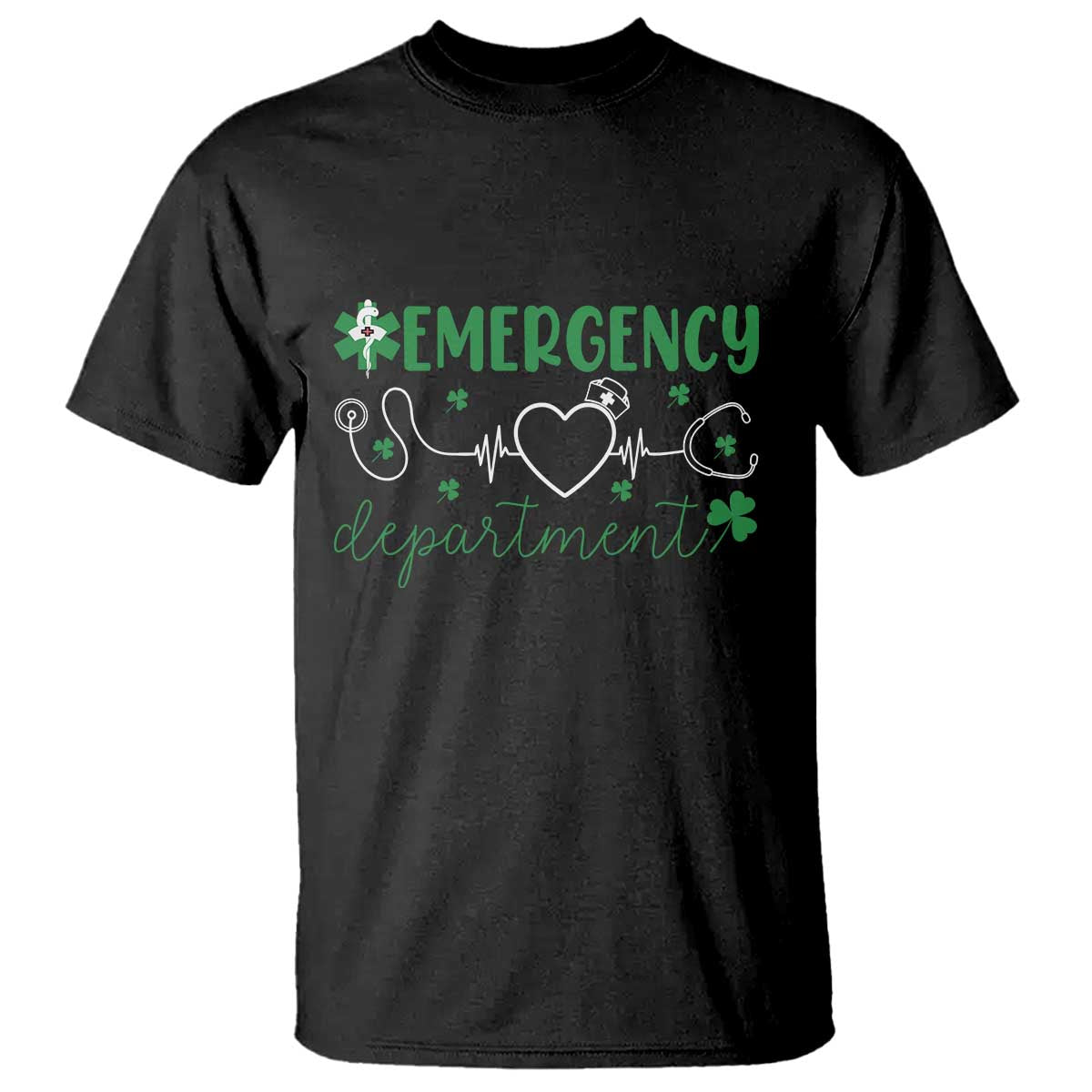 Funny St Patricks Day ER Nurse T Shirt Emergency Department Lucky Shamrocks TS02 Black Print Your Wear