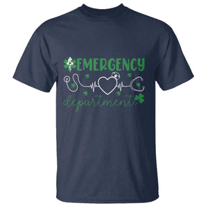 Funny St Patricks Day ER Nurse T Shirt Emergency Department Lucky Shamrocks TS02 Navy Print Your Wear