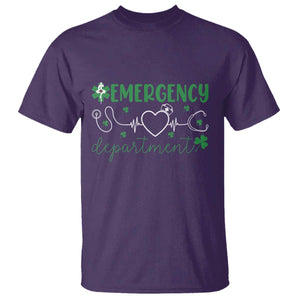 Funny St Patricks Day ER Nurse T Shirt Emergency Department Lucky Shamrocks TS02 Purple Print Your Wear