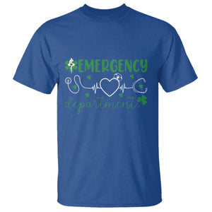Funny St Patricks Day ER Nurse T Shirt Emergency Department Lucky Shamrocks TS02 Royal Blue Print Your Wear