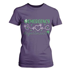 Funny St Patricks Day ER Nurse T Shirt For Women Emergency Department Lucky Shamrocks TS02 Purple Print Your Wear