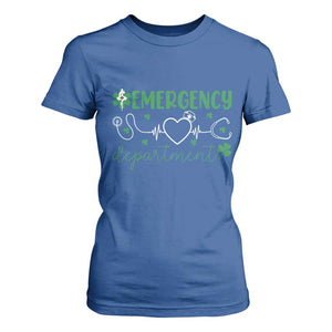 Funny St Patricks Day ER Nurse T Shirt For Women Emergency Department Lucky Shamrocks TS02 Royal Blue Print Your Wear