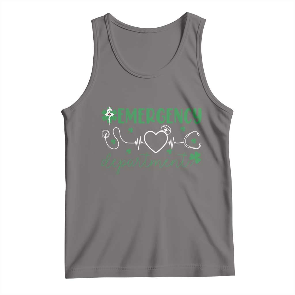 Funny St Patricks Day ER Nurse Tank Top Emergency Department Lucky Shamrocks TS02 Deep Heather Print Your Wear
