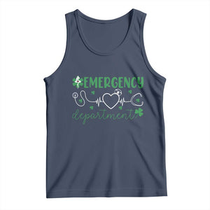 Funny St Patricks Day ER Nurse Tank Top Emergency Department Lucky Shamrocks TS02 Navy Print Your Wear