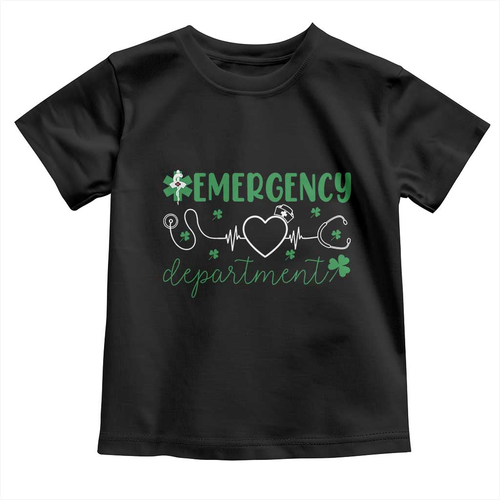 Funny St Patricks Day ER Nurse Toddler T Shirt Emergency Department Lucky Shamrocks TS02 Black Print Your Wear