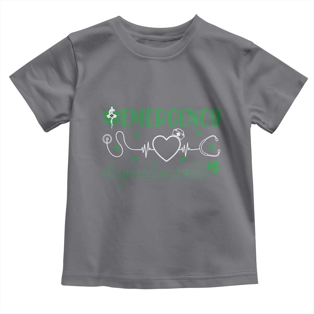 Funny St Patricks Day ER Nurse Toddler T Shirt Emergency Department Lucky Shamrocks TS02 Charcoal Print Your Wear