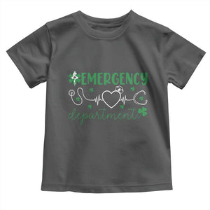 Funny St Patricks Day ER Nurse Toddler T Shirt Emergency Department Lucky Shamrocks TS02 Dark Heather Print Your Wear