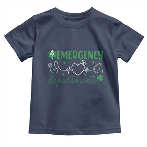 Funny St Patricks Day ER Nurse Toddler T Shirt Emergency Department Lucky Shamrocks TS02 Navy Print Your Wear
