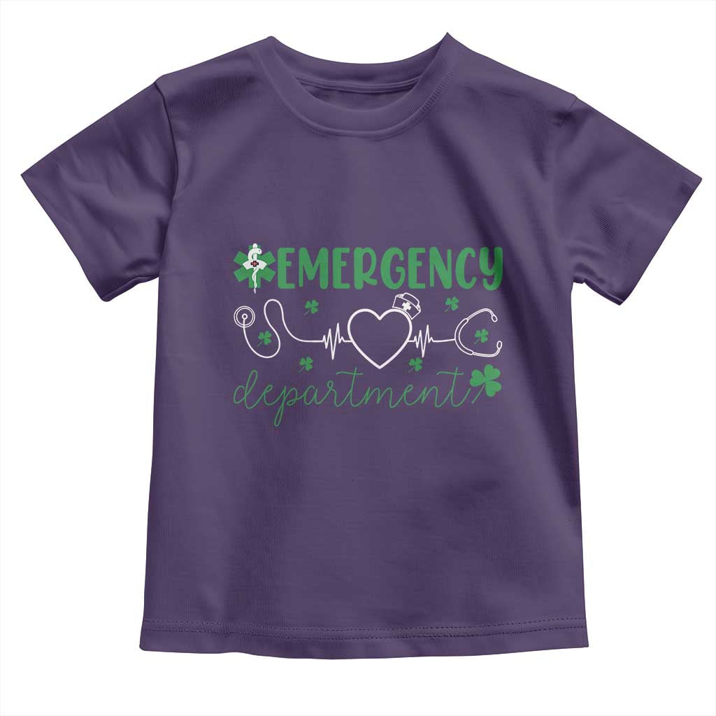 Funny St Patricks Day ER Nurse Toddler T Shirt Emergency Department Lucky Shamrocks TS02 Purple Print Your Wear
