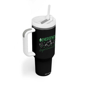Funny St Patricks Day ER Nurse Tumbler With Handle Emergency Department Lucky Shamrocks TS02 Print Your Wear
