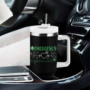 Funny St Patricks Day ER Nurse Tumbler With Handle Emergency Department Lucky Shamrocks TS02 Print Your Wear
