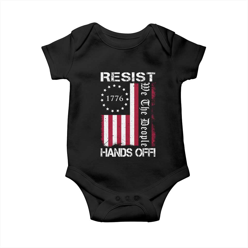 Resist Hands Off Baby Onesie Vintage American Betsy Ross Flag We The People TS02 Black Print Your Wear