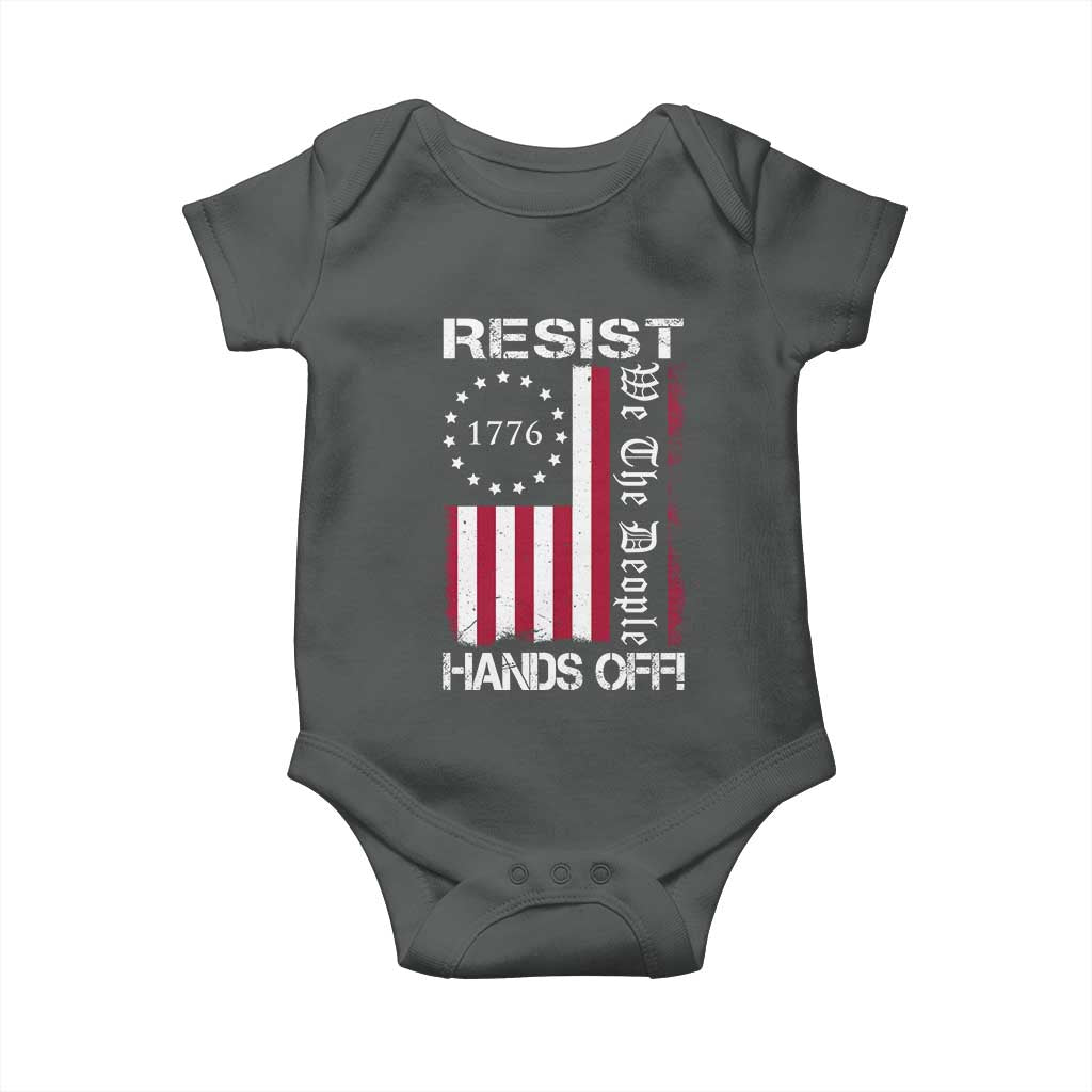 Resist Hands Off Baby Onesie Vintage American Betsy Ross Flag We The People TS02 Dark Heather Print Your Wear