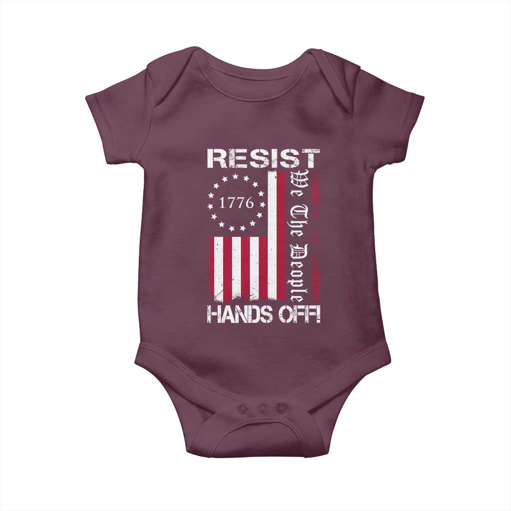 Resist Hands Off Baby Onesie Vintage American Betsy Ross Flag We The People TS02 Maroon Print Your Wear