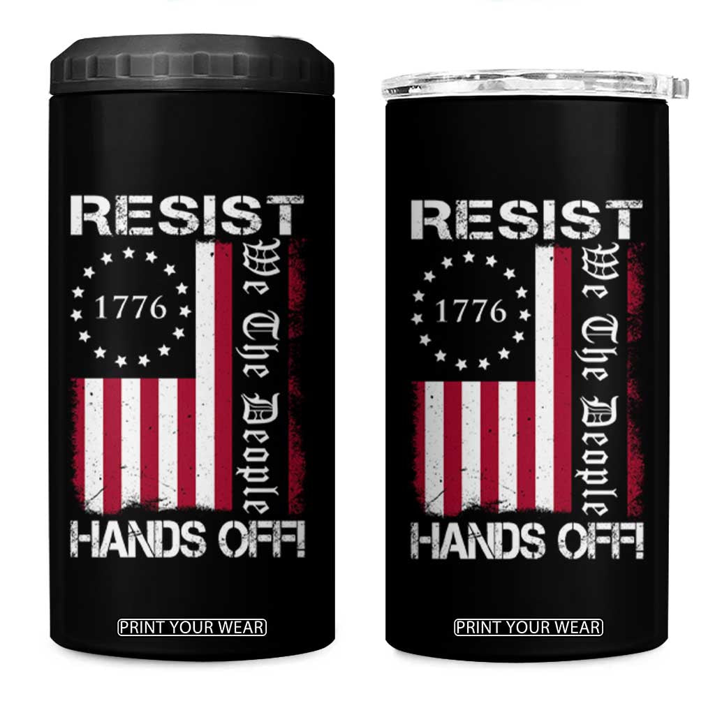 Resist Hands Off 4 in 1 Can Cooler Tumbler Vintage American Betsy Ross Flag We The People TS02 One Size: 16 oz Black Print Your Wear