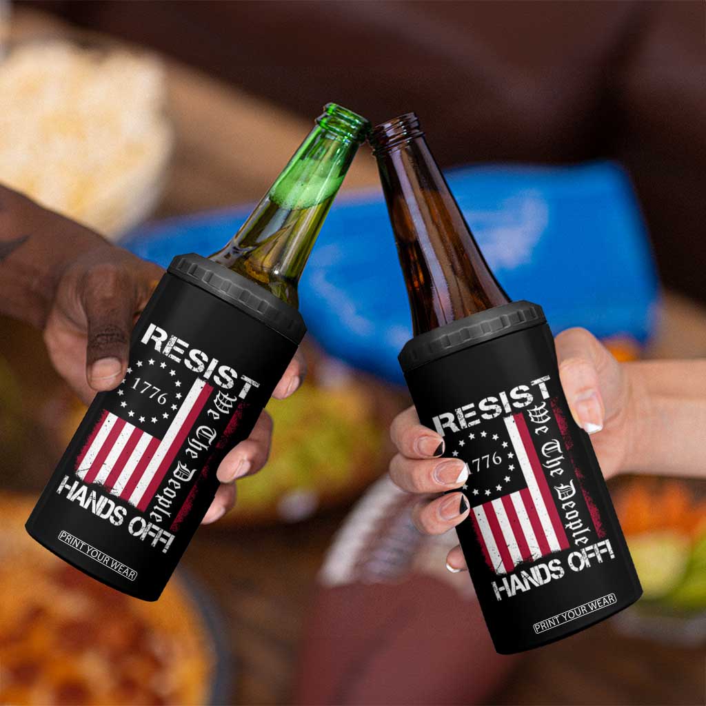 Resist Hands Off 4 in 1 Can Cooler Tumbler Vintage American Betsy Ross Flag We The People TS02 Print Your Wear