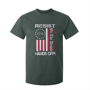 Resist Hands Off T Shirt For Kid Vintage American Betsy Ross Flag We The People TS02 Dark Forest Green Print Your Wear