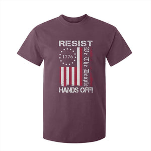 Resist Hands Off T Shirt For Kid Vintage American Betsy Ross Flag We The People TS02 Maroon Print Your Wear