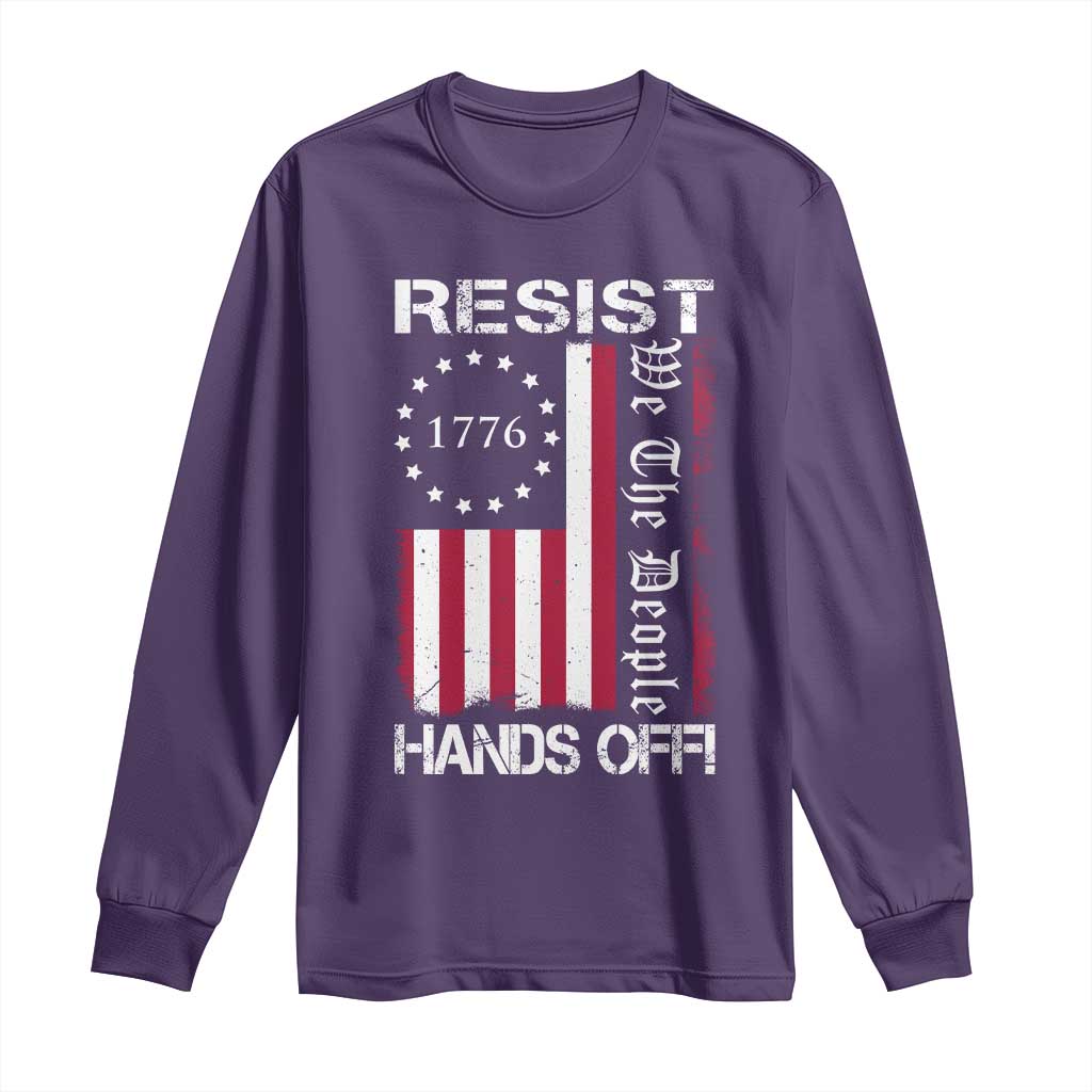 Resist Hands Off Long Sleeve Shirt Vintage American Betsy Ross Flag We The People TS02 Purple Print Your Wear