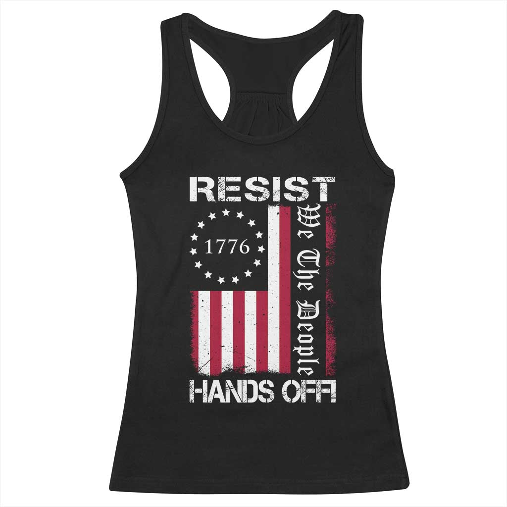 Resist Hands Off Racerback Tank Top Vintage American Betsy Ross Flag We The People TS02 Black Print Your Wear