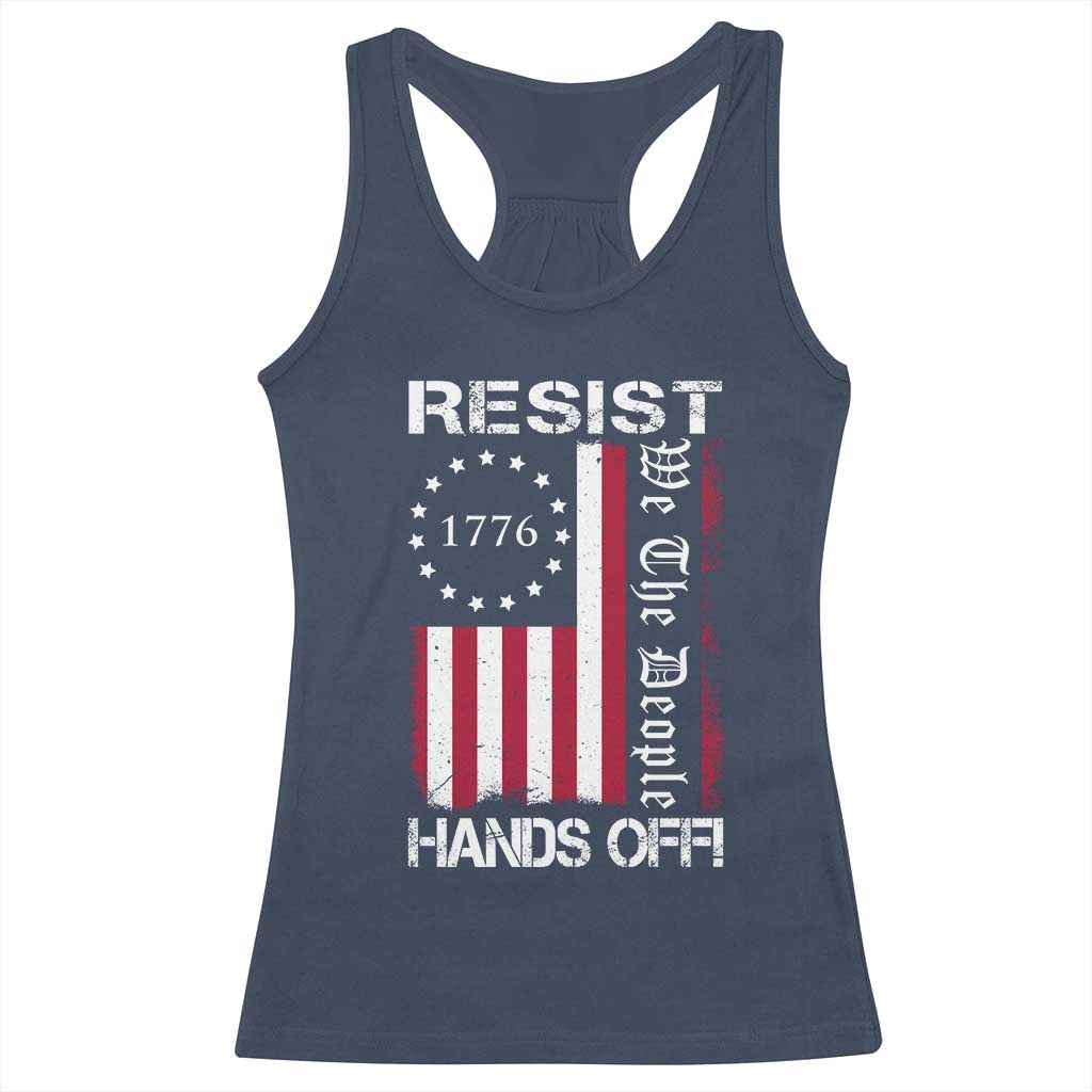 Resist Hands Off Racerback Tank Top Vintage American Betsy Ross Flag We The People TS02 Navy Print Your Wear