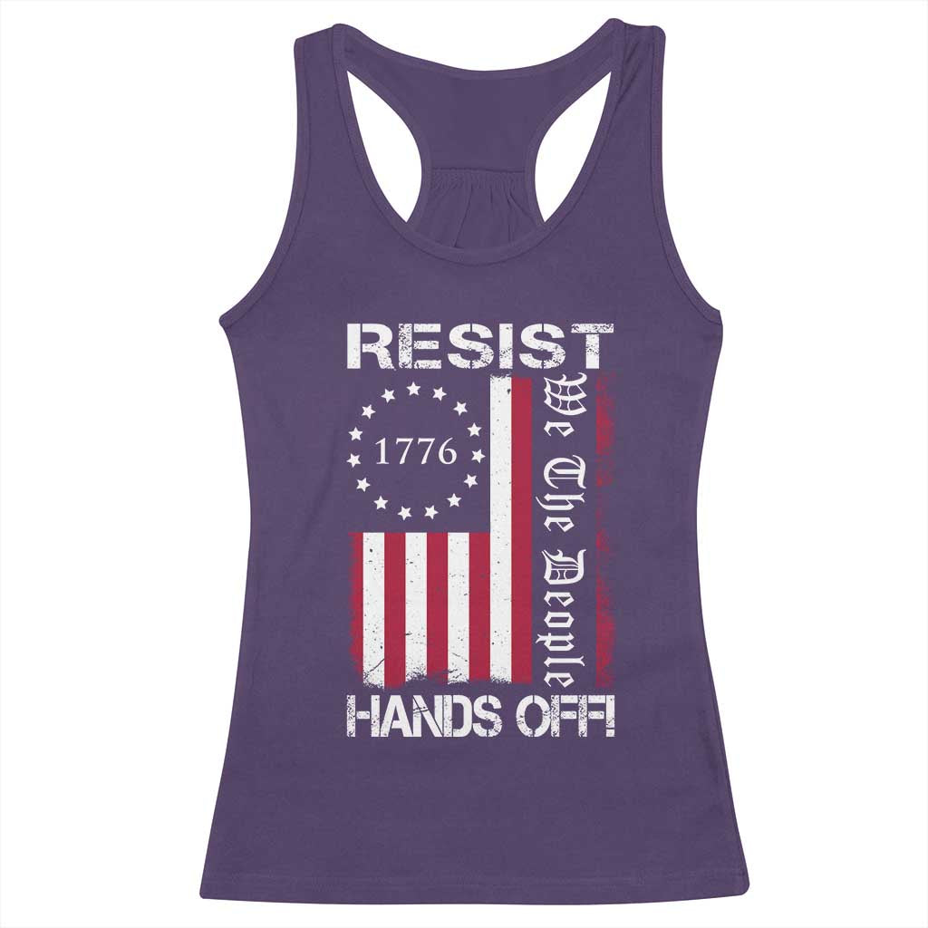 Resist Hands Off Racerback Tank Top Vintage American Betsy Ross Flag We The People TS02 Purple Print Your Wear