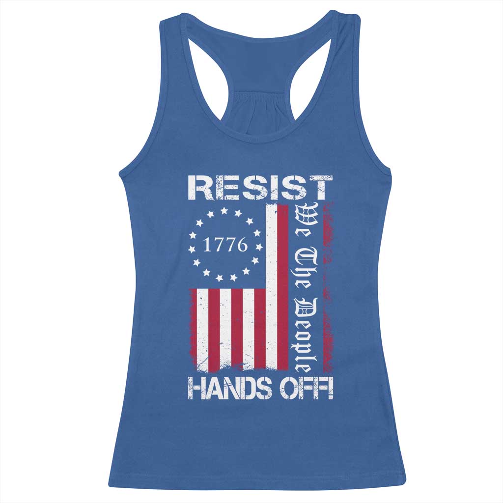 Resist Hands Off Racerback Tank Top Vintage American Betsy Ross Flag We The People TS02 Royal Blue Print Your Wear