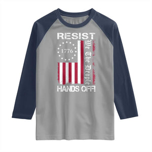 Resist Hands Off Raglan Shirt Vintage American Betsy Ross Flag We The People TS02 Sport Gray Navy Print Your Wear
