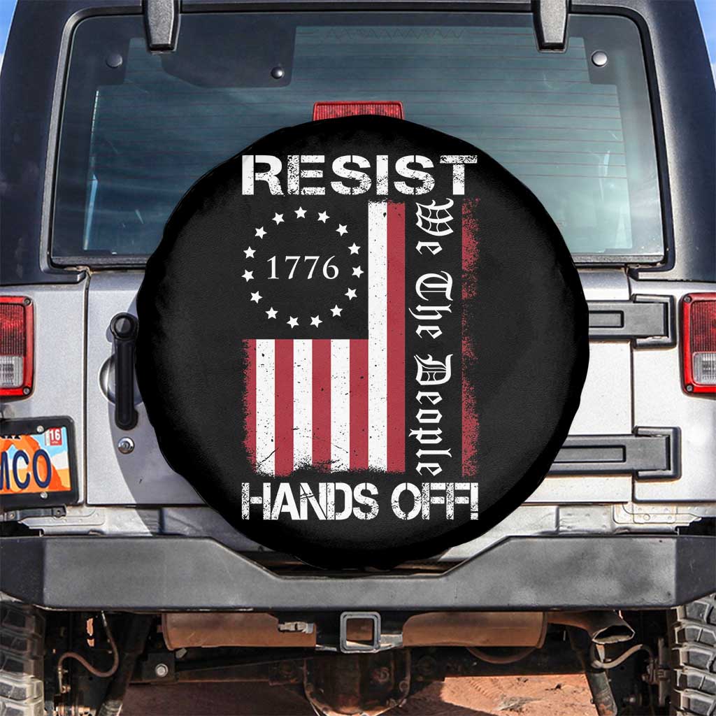 Resist Hands Off Spare Tire Cover Vintage American Betsy Ross Flag We The People TS02 No hole Black Print Your Wear
