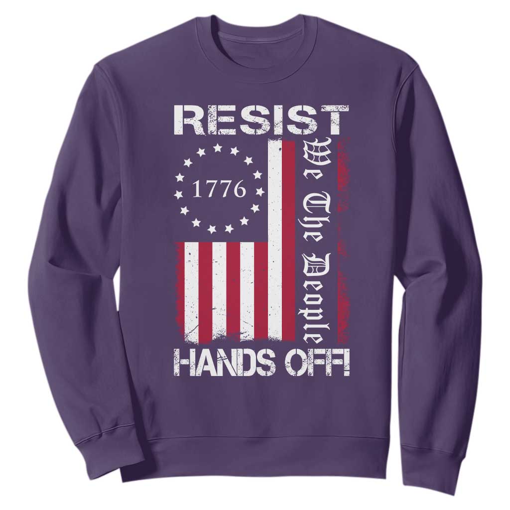 Resist Hands Off Sweatshirt Vintage American Betsy Ross Flag We The People TS02 Purple Print Your Wear