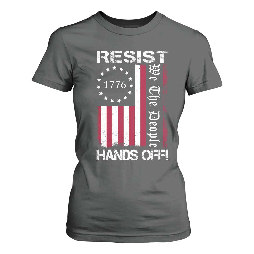 Resist Hands Off T Shirt For Women Vintage American Betsy Ross Flag We The People TS02 Dark Heather Print Your Wear