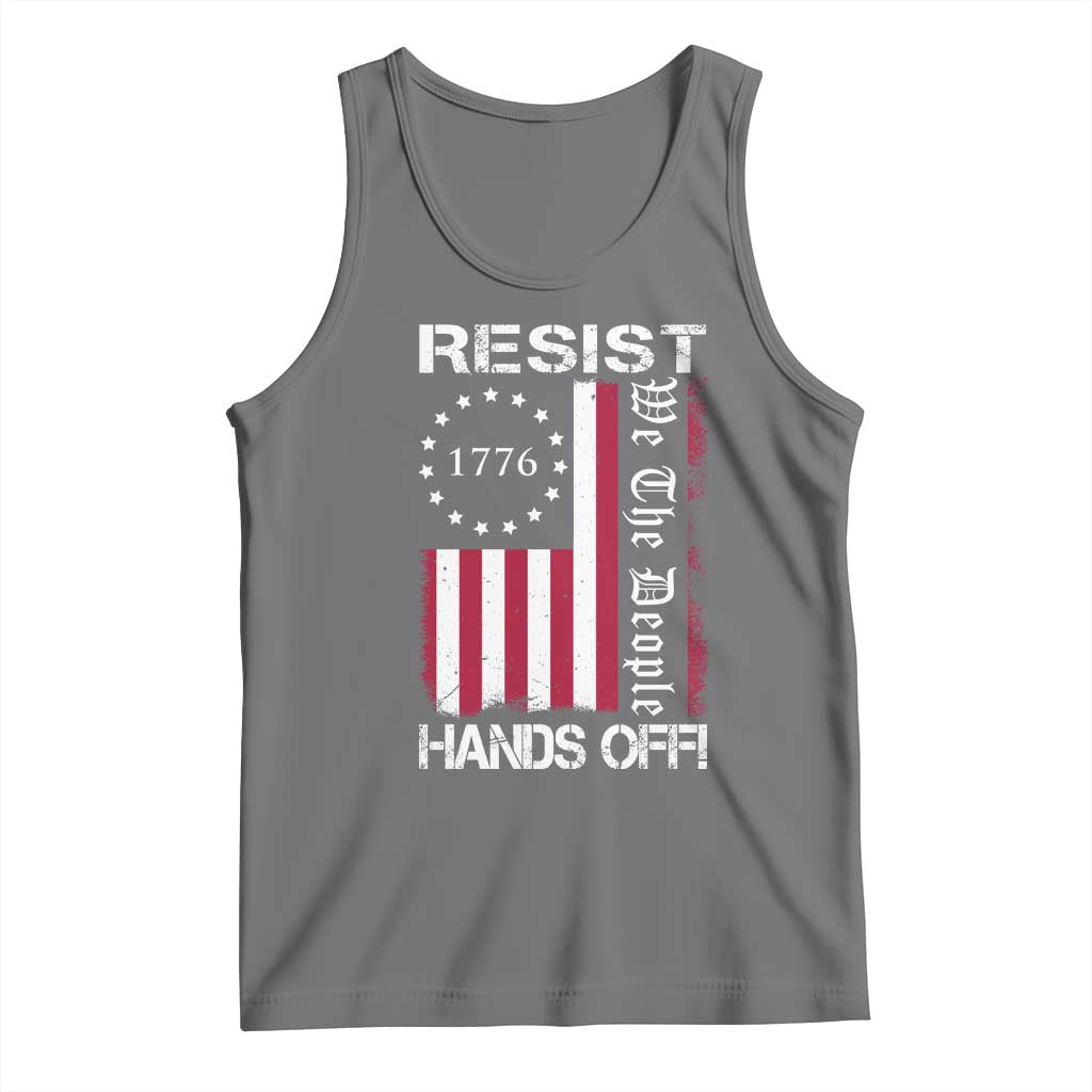 Resist Hands Off Tank Top Vintage American Betsy Ross Flag We The People TS02 Black Heather Print Your Wear